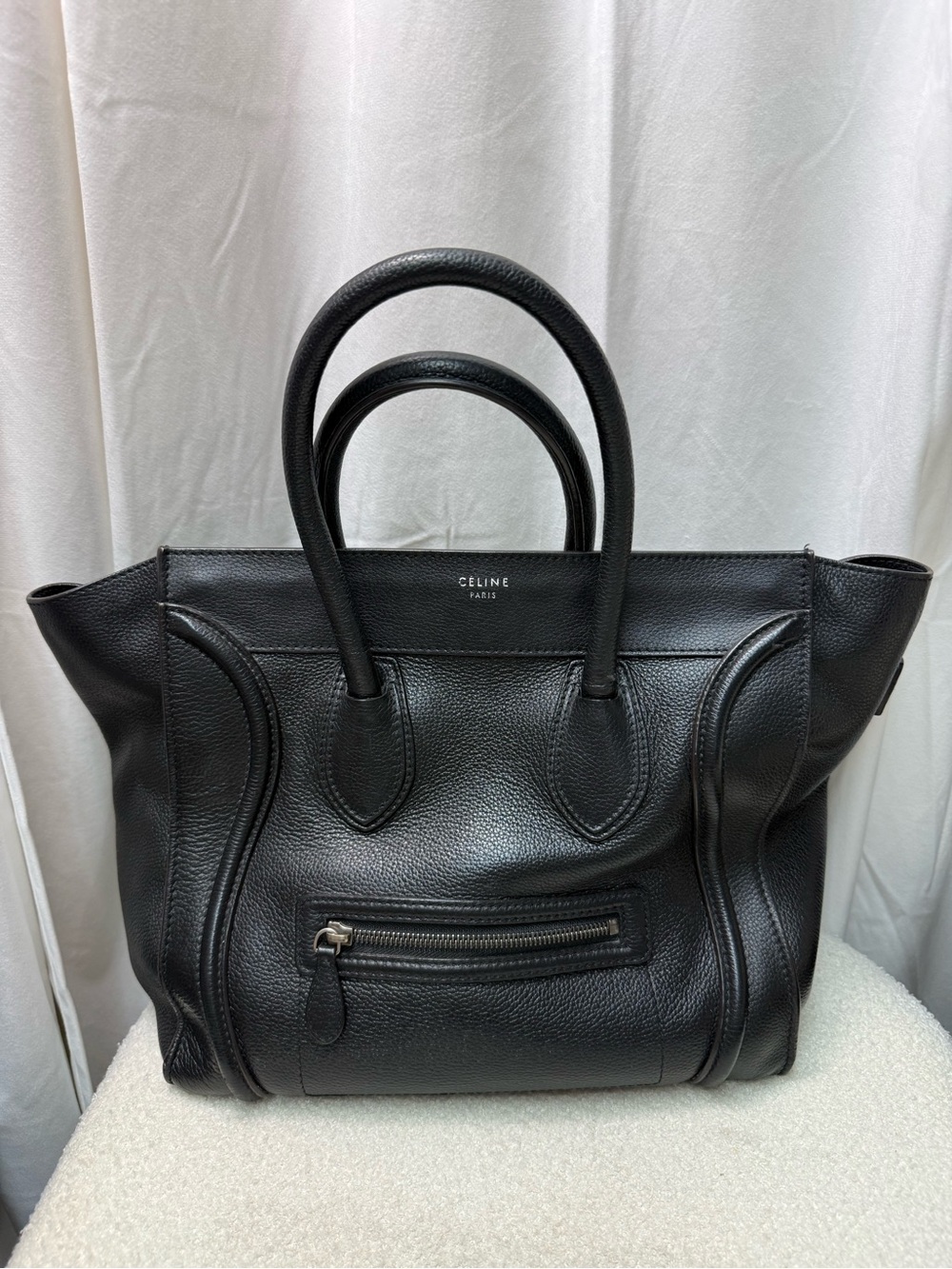 Celine Drummed Calfskin Mini Luggage Tote